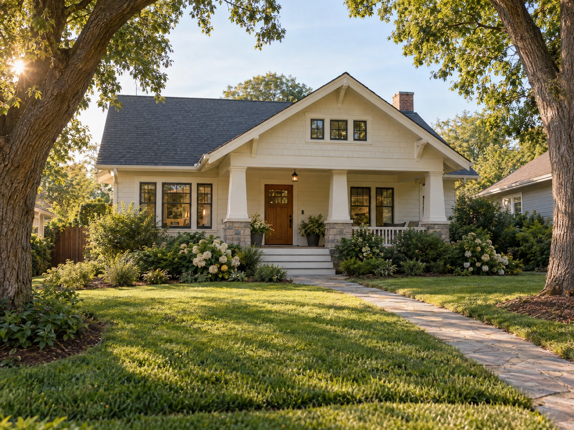 A welcoming home with a front porch and garden